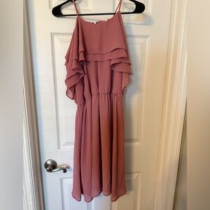 Miami Pink Ruffled Mini Dress Sleeveless Spaghetti Strap